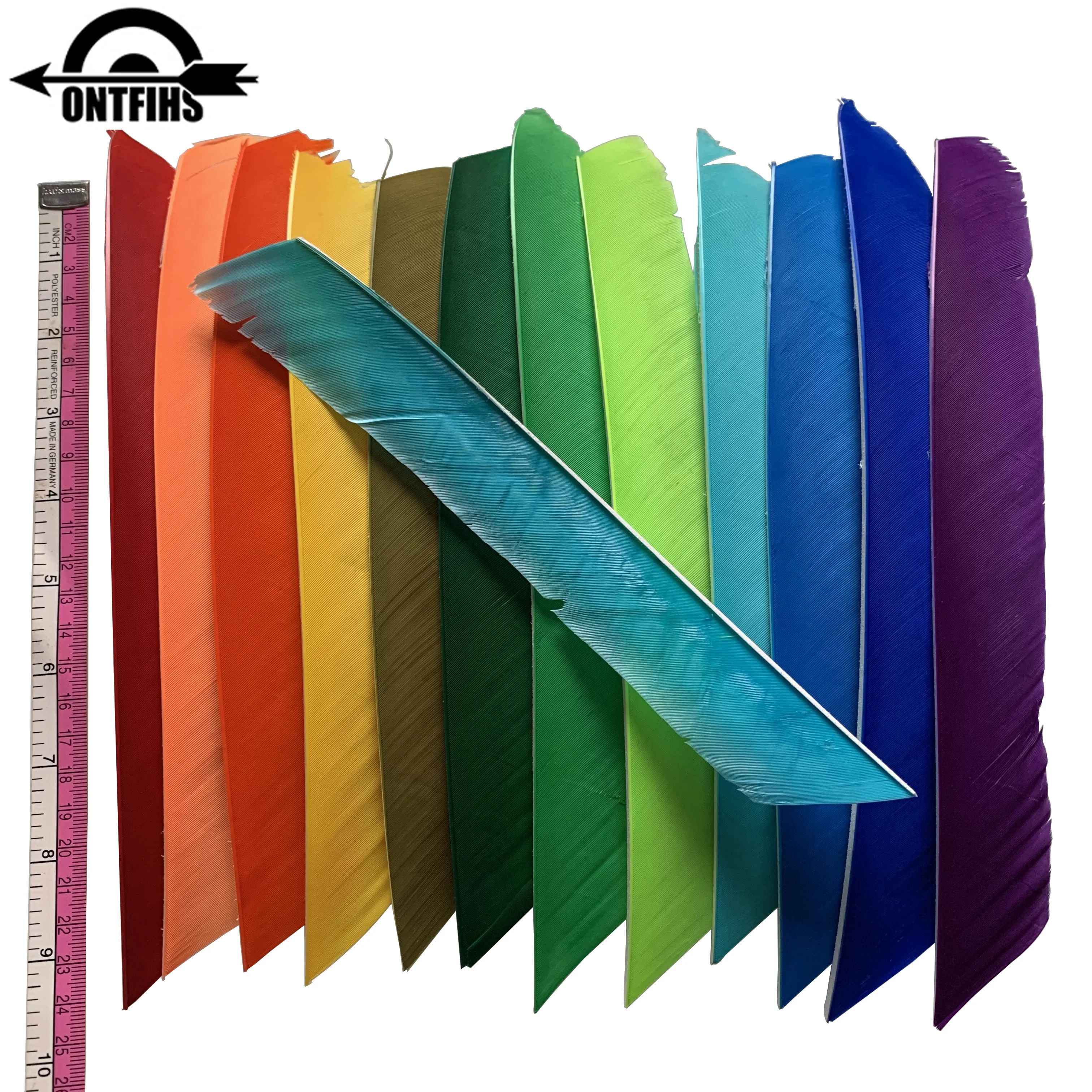 50 sztuk ONTFIHS Fletching strzałka pióra Multicolor pełnej długości prawdziwe pióro indyka bez cięcia