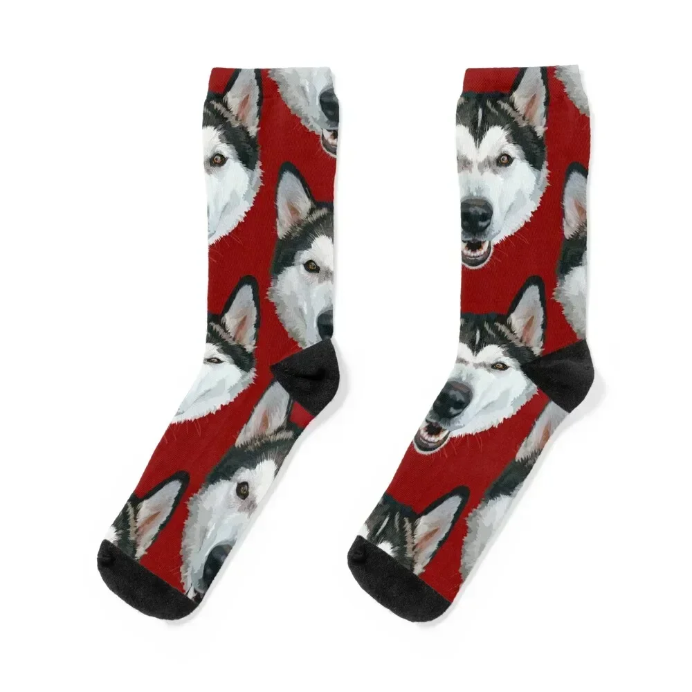 

Happy Alaskan Malamute Socks loose Stockings compression heated Christmas Socks For Man Women's