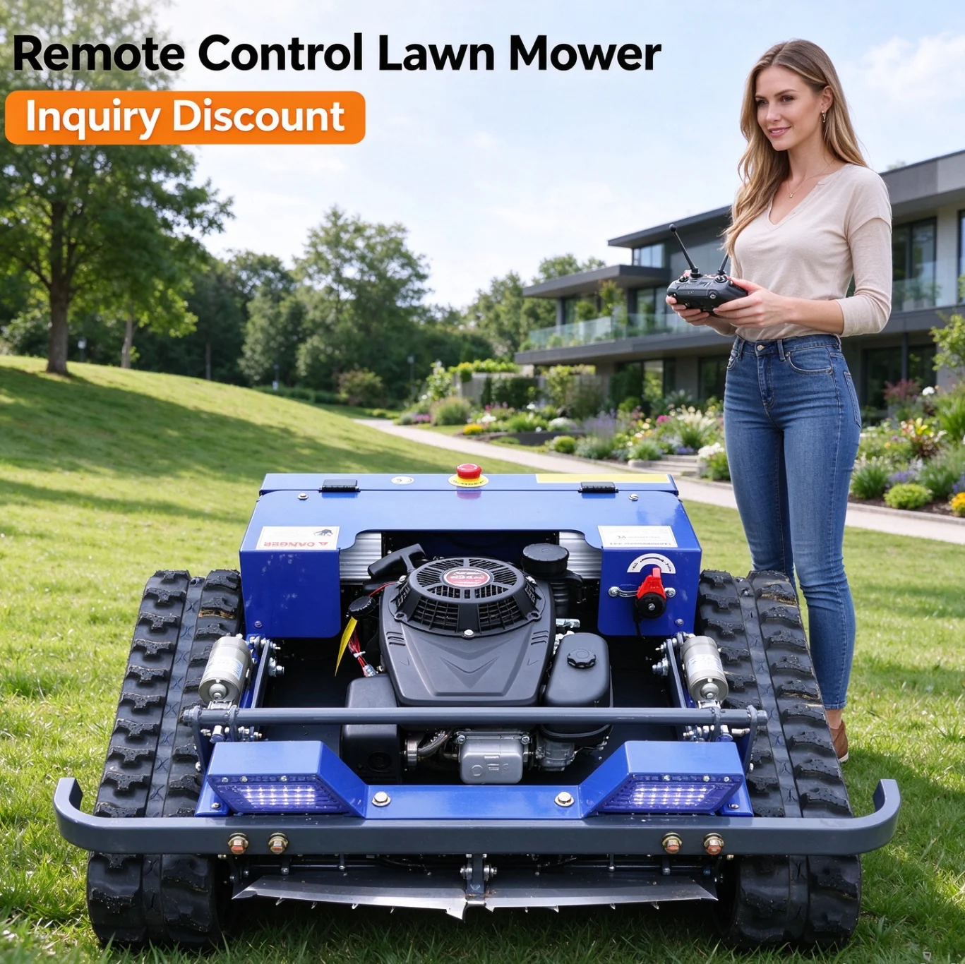 Customized Hot Garden and Agricultural Use Crawler Gas Remote Control Lawn Mower Forestry Robot zero Turn Lawn Mower