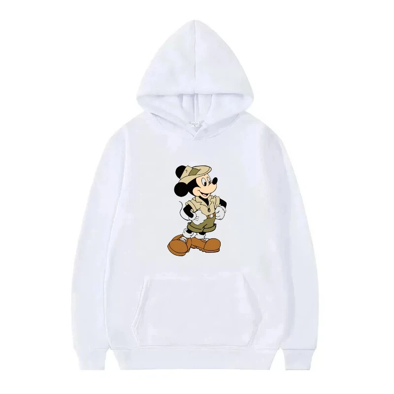 Disney Mickey Mouse Retro Pattern Woman Fashion Grey Spring Loose Top Clothes Pullovers Ladies Cheap Y2k Hoodies Men Sweatshirts