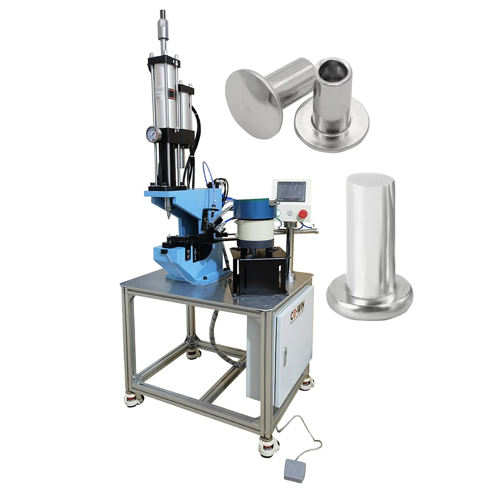Full Automatic Pneumatic c Frame Foot Pedal Operated  Feeding Solid Rivet Press Fastening Riveting Machine