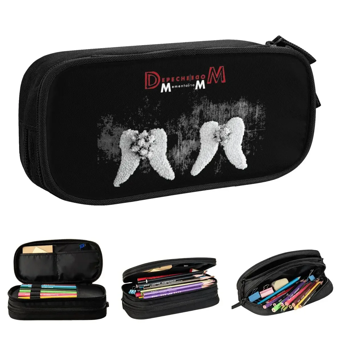 

Depeches Mode Pencil Cases Flower Wings Pen Holder Bag Girl Boy Large Storage Students School Gift Pencil Box