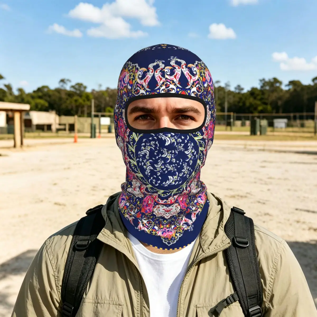 Colorful Floral Balaclava Full Face Mask Breathable Motorcycle Winter Warm Full Cover Caps Neck Windproof Dustproof Cycling Caps
