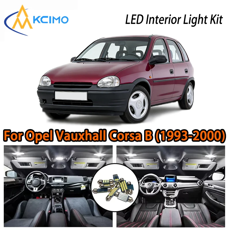 KCIMO For Opel Vauxhall Corsa B 1993-2000 Premium LED Interior Kit - 2 Colors , Quick Installation,  Long-Lasting