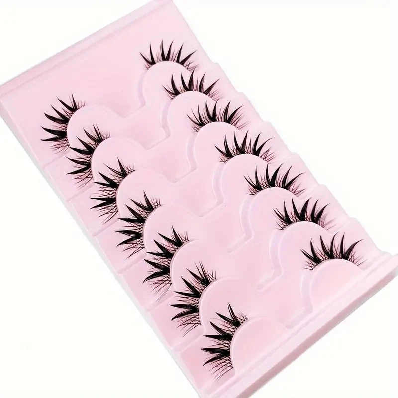 7 pairs half eye lashes with transparent stem natural long 3D lashes Dramatic fairy clusters Manga lashes false eyelashes wet Lo