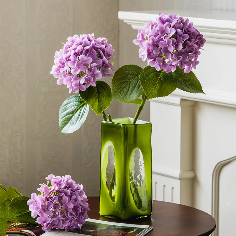 Glass Vase Green Transparent Cutout Terrarium Square Hydroponic Flower Arrangement Home Decoration Accessories