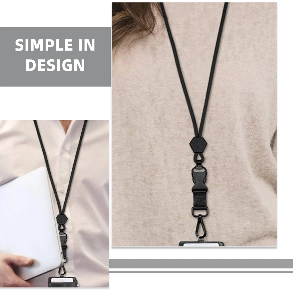 

Black Heavy Duty Badge Lanyard Employees Teachers Doctors Metal Hook Key ID Card Neck Retractable Holder Polyester Smooth