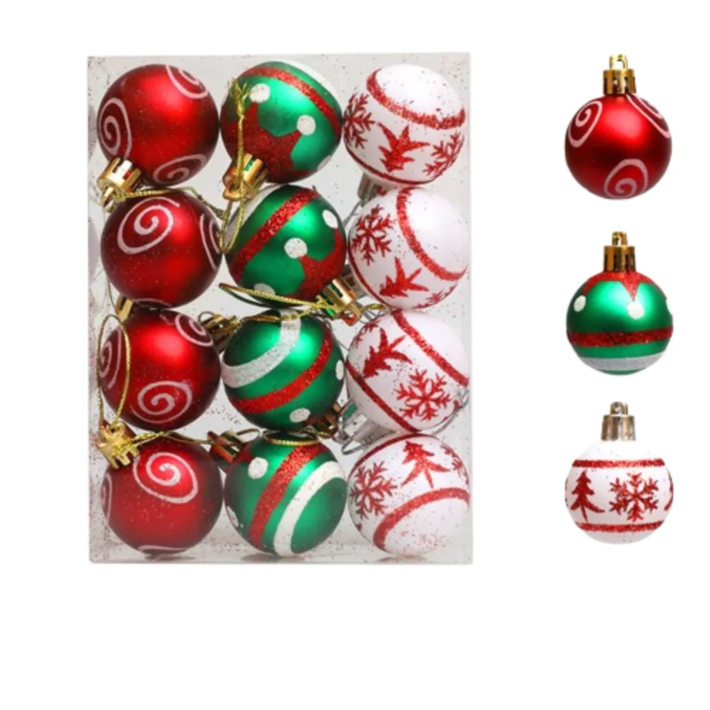 

4/6cm Painted Christmas Ball Shatterproof Colorful Christmas Hanging Ball Plastic Electroplated Christmas Baubles