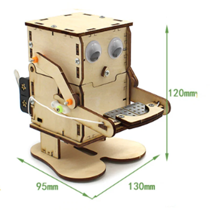 DIY Münze Essen Roboter Modell Lehre Dampf Projekt Kit Kinder Wissenschaft Experiment Bildung Spielzeug Holz Montage Kit – Detail 4