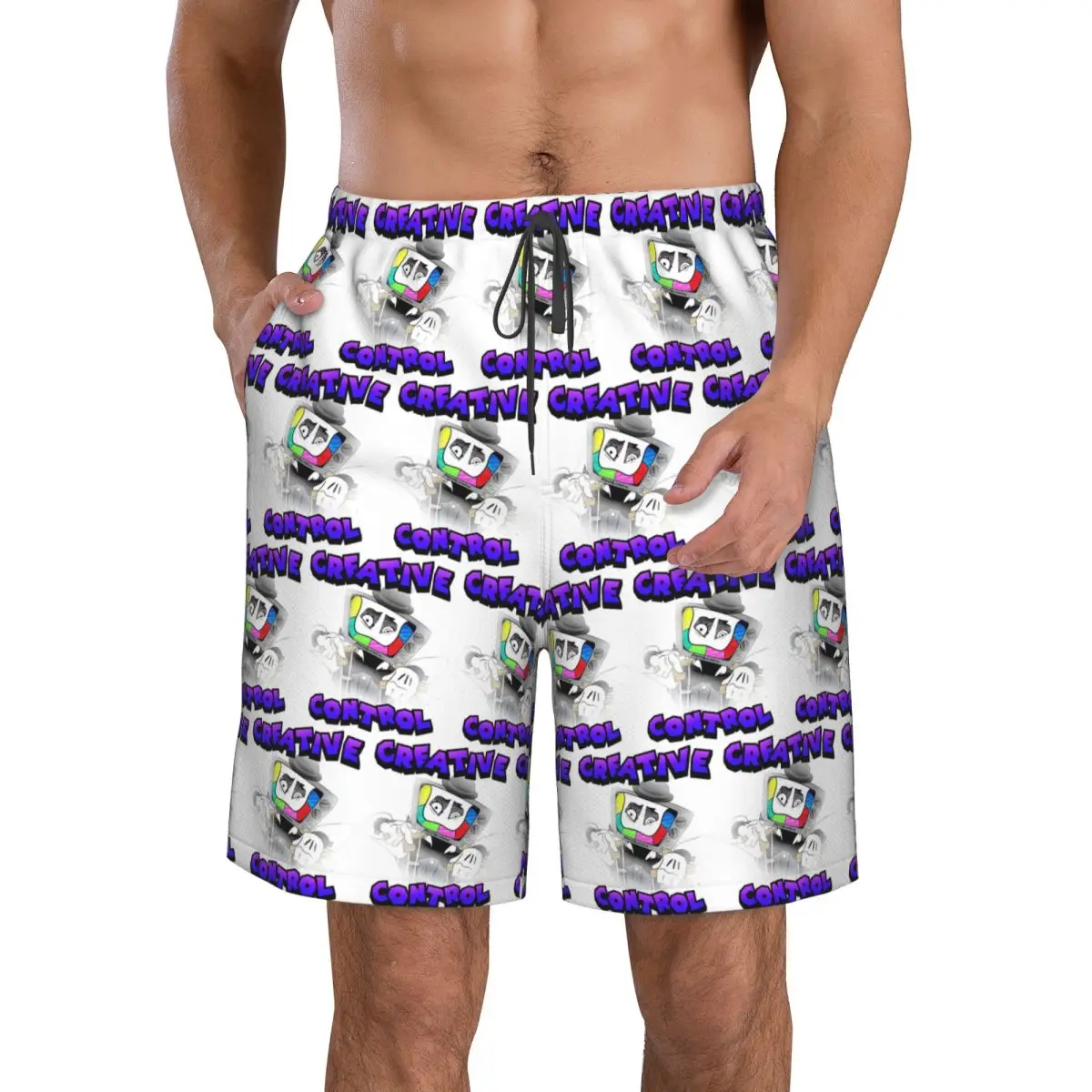Creative Control (Mr. Puzzles) (Transparent Version) Trunks Beach Board Shorts Casual Quick Dry Swim Summer Men Pants