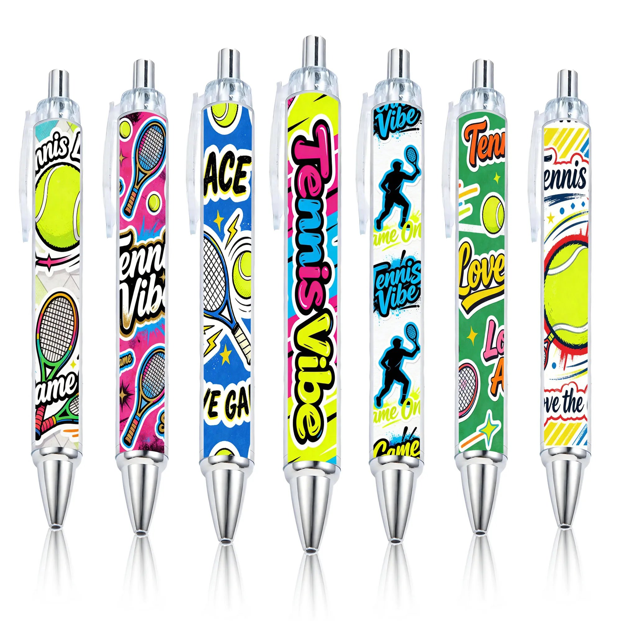 

7pcs Sports Style Tennis Theme Press Ballpoint Pen for Students' Daily Writing Stationery Pen in the New Year Season