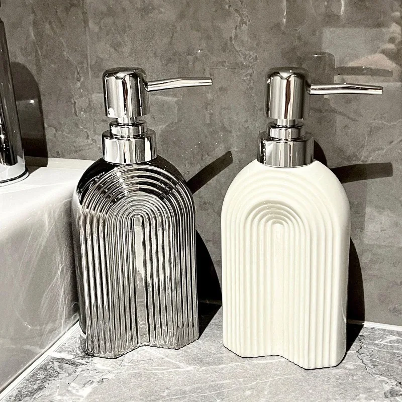 Large Capacity Bathroom Distribution Bottle Ceramic Lotion Bottle Soap Dispenser, Hand Sanitizer, Shower Gel Shampoo Bottle