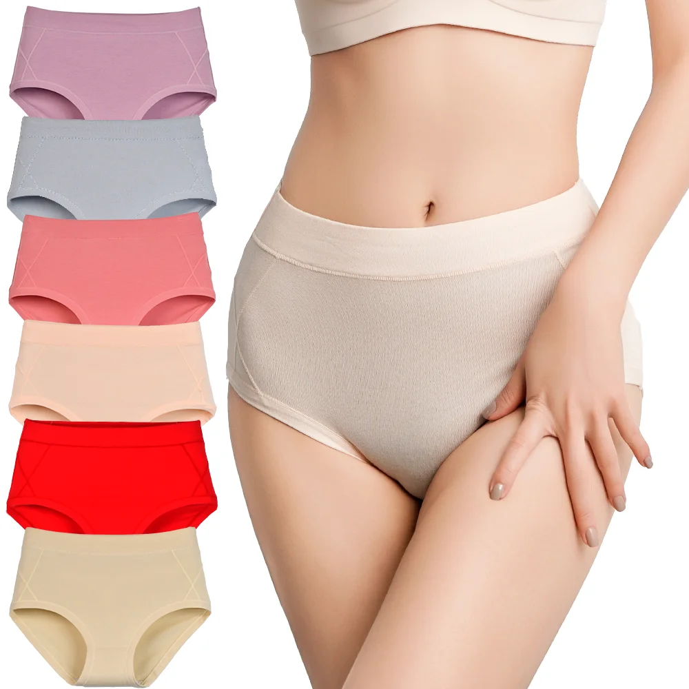 Mulheres tamanho grande roupa interior mid-rise mulher briefs cobertura completa respirável lingeries cuecas sólidas macias senhoras calcinha de algodão