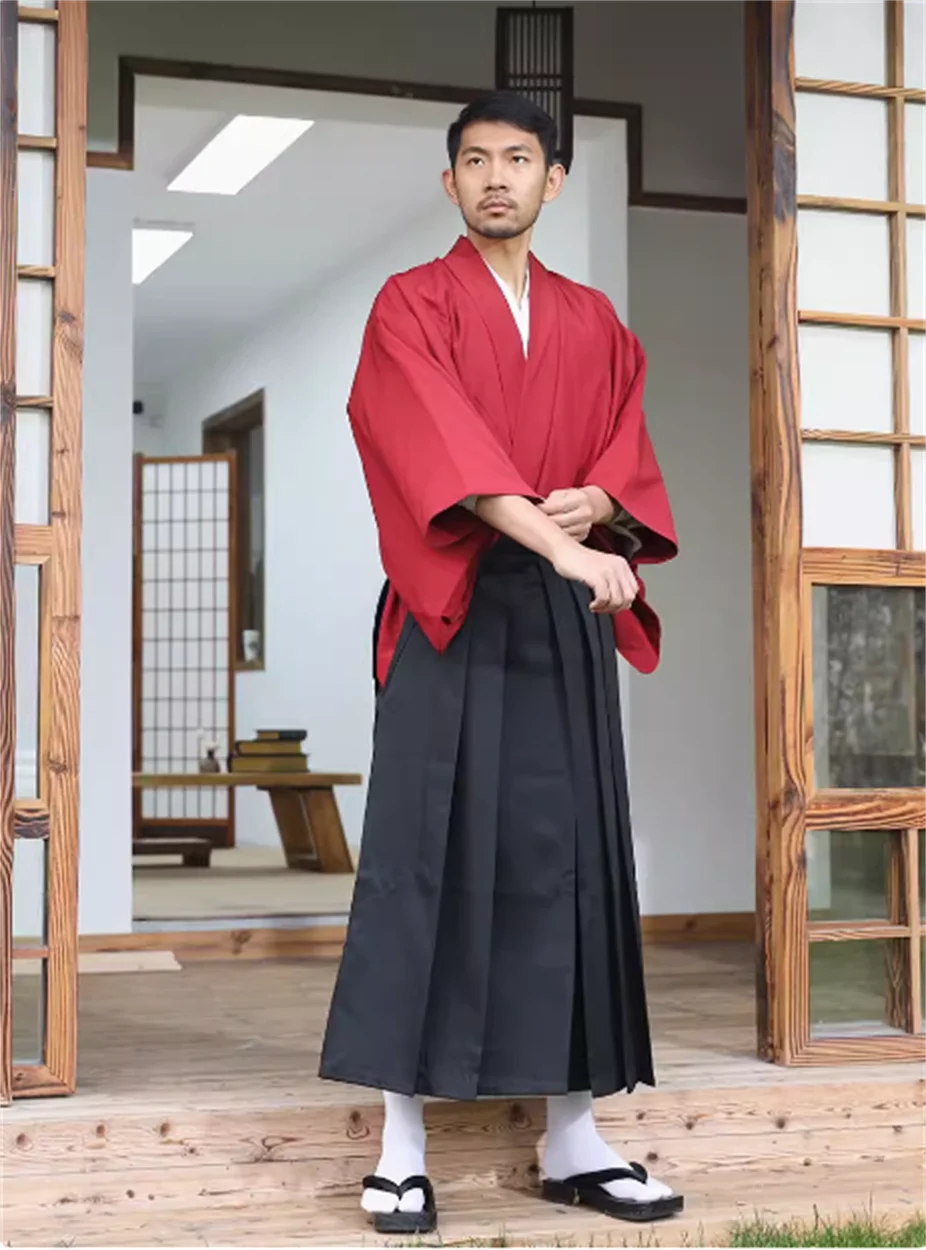 Kimono japonês tradicional masculino, traje formal de samurai