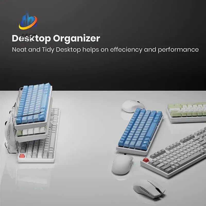 

AC57-Keyboard Mouse Desktop Organizer Acrylic 3 Tier Stand Frame Shelf Keyboard Storage Tool For Room Exhibition