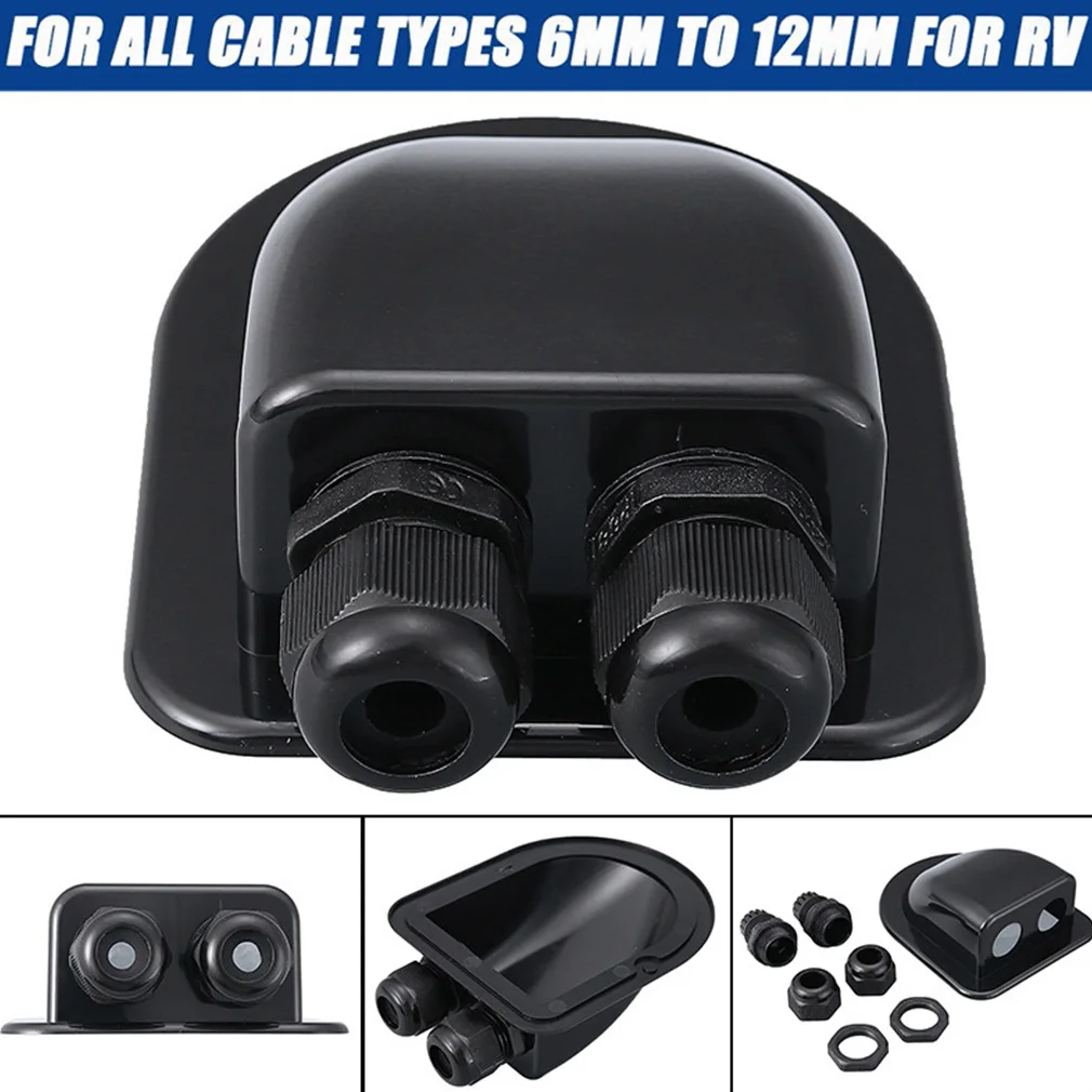 Double Wire Entry Gland Box Solar Panel Roof Double Hole Waterproof Junction Box Cable For Motorhome RV Yacht Car Accessories