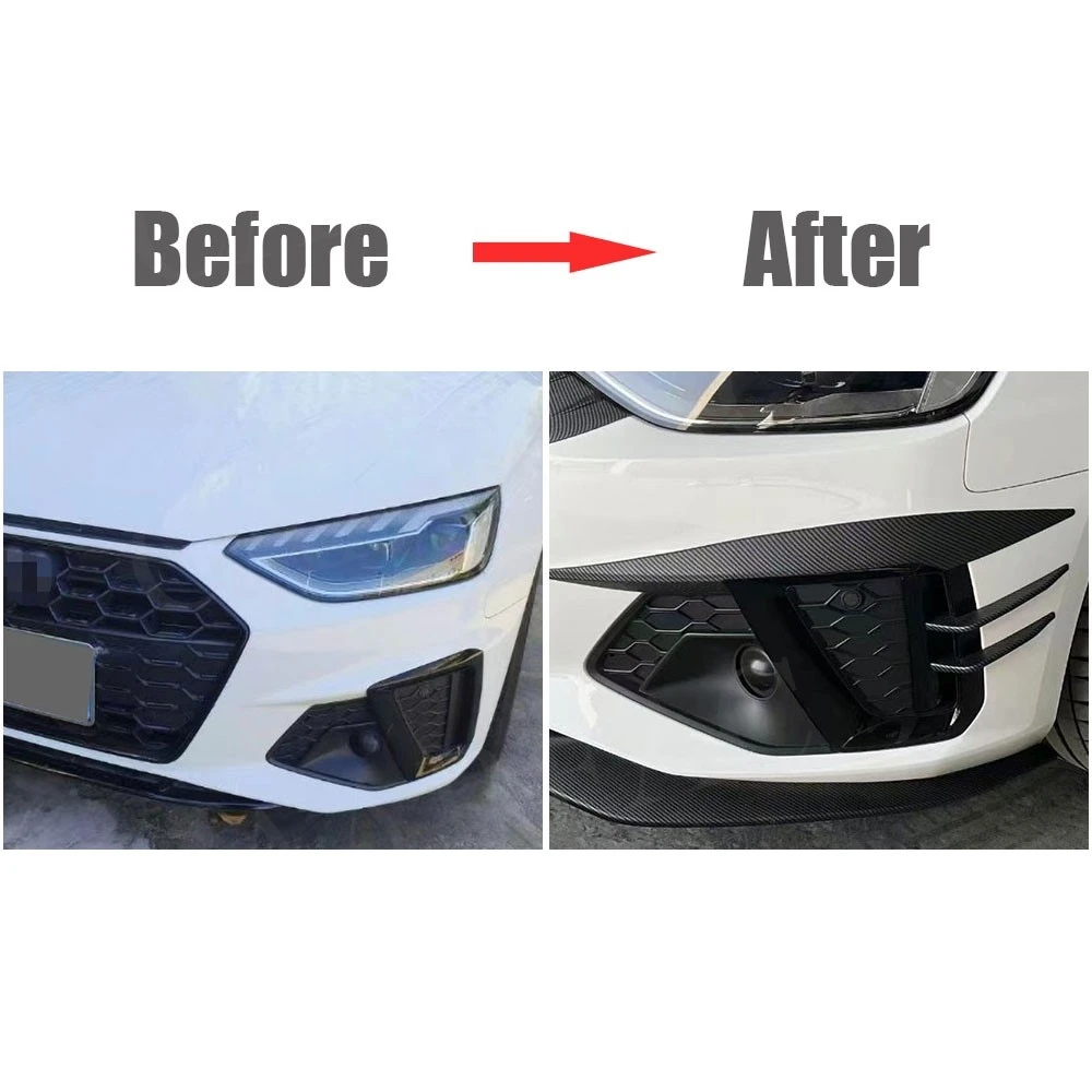 

For Audi A4 S4 2020-2024 Not Standard ABS Carbon Look Car Front Diffuser Strip Front Bumper Lip Trim Body Kits Decoration