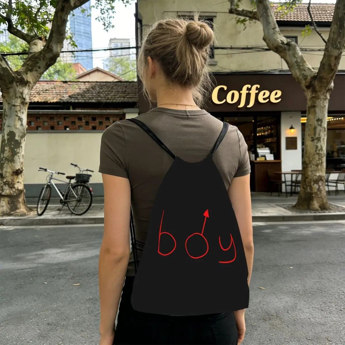 Boymoder Hat And Shirt Backpacks Portable Drawstring Bags Sundries Bag Book Bags for Travel School