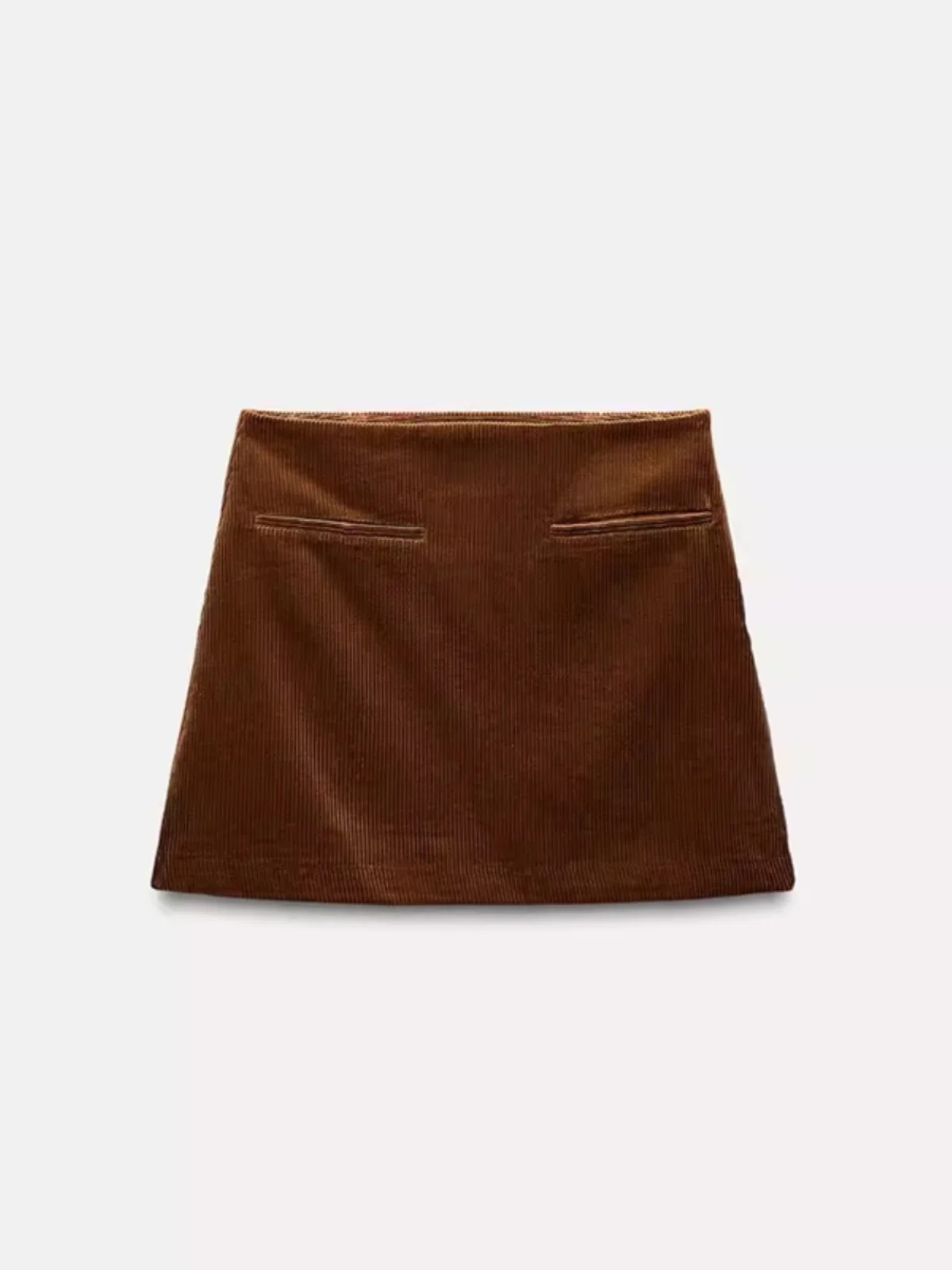 Falda Retro de Pana Marrón para Mujer, Corte Ajustado y Evase, Cintura Media, Otoño Invierno, Estilo Casual para el Trabajo