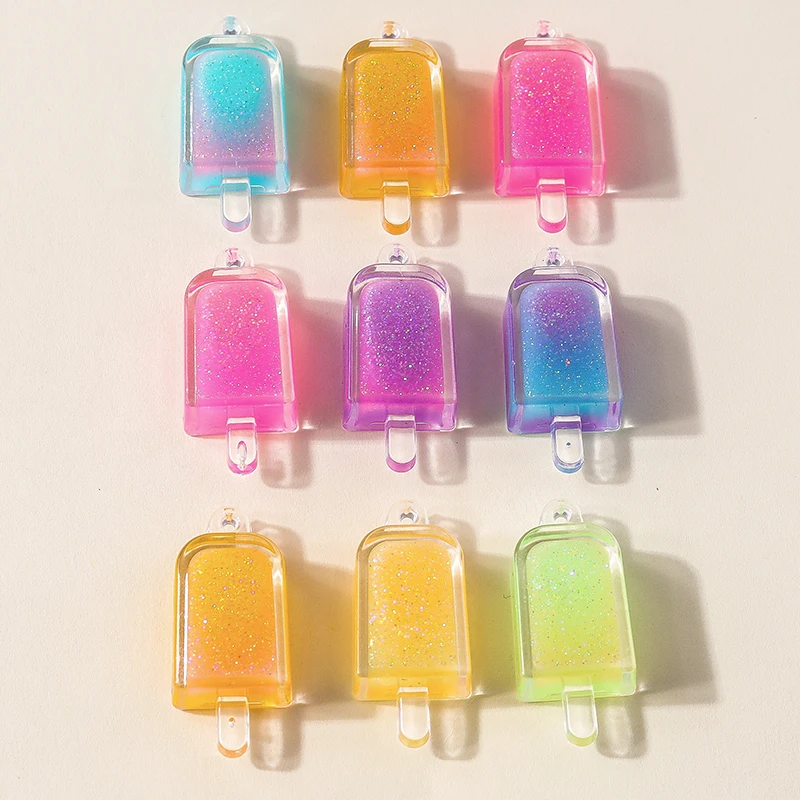 Leslie 10 Stück Harz-Charms in Farbverlauf-Optik, Eiscreme-Popsicle-Design, für Ohrringe, Halsketten, Anhänger, DIY-Schmuckherstellung, Zubehör – Detail 1