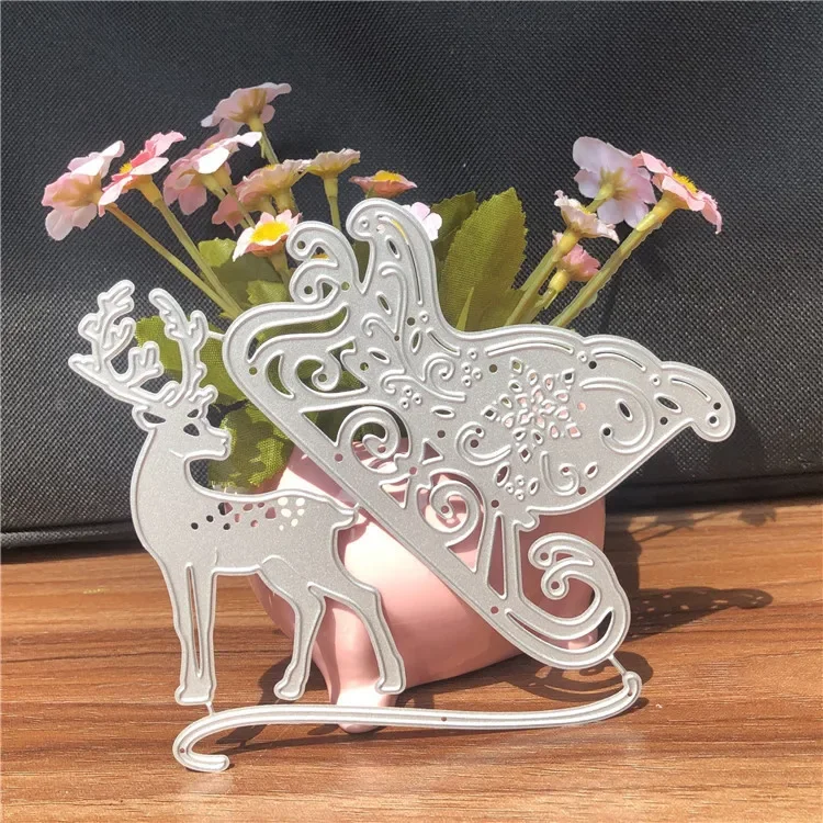 DIY Christmas deer carriage metal carbon steel knife die paper art club embossing etching cutting knife die