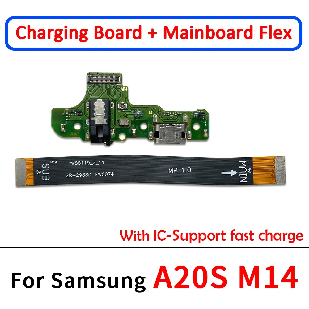 USB Dock Connector Charging Port Flex Cable For Samsung A10 A10S M15 M16 A20S M12 M14 Charger Board With Mic Microphone Module