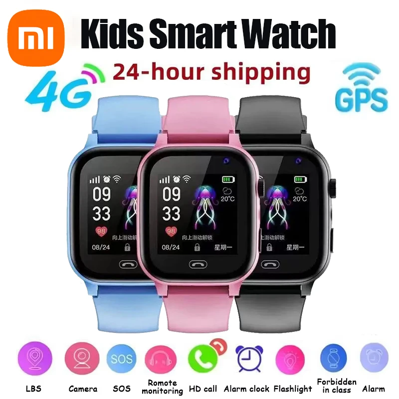

Детские умные часы Xiaomi, 4G, SOS, GPS, местоположение, видеозвонок, SIM-карта, детские умные часы с камерой, водонепроницаемые обновленные часы для мальчиков и девочек