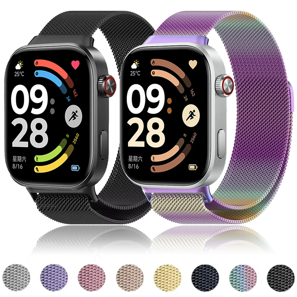 Metall-Milanese-Schlaufenarmband für Redmi Watch 6 5 4 Original Magnetisches Armband für Xiaomi Mi Band 10 Pro/9 Pro/8 Pro Band