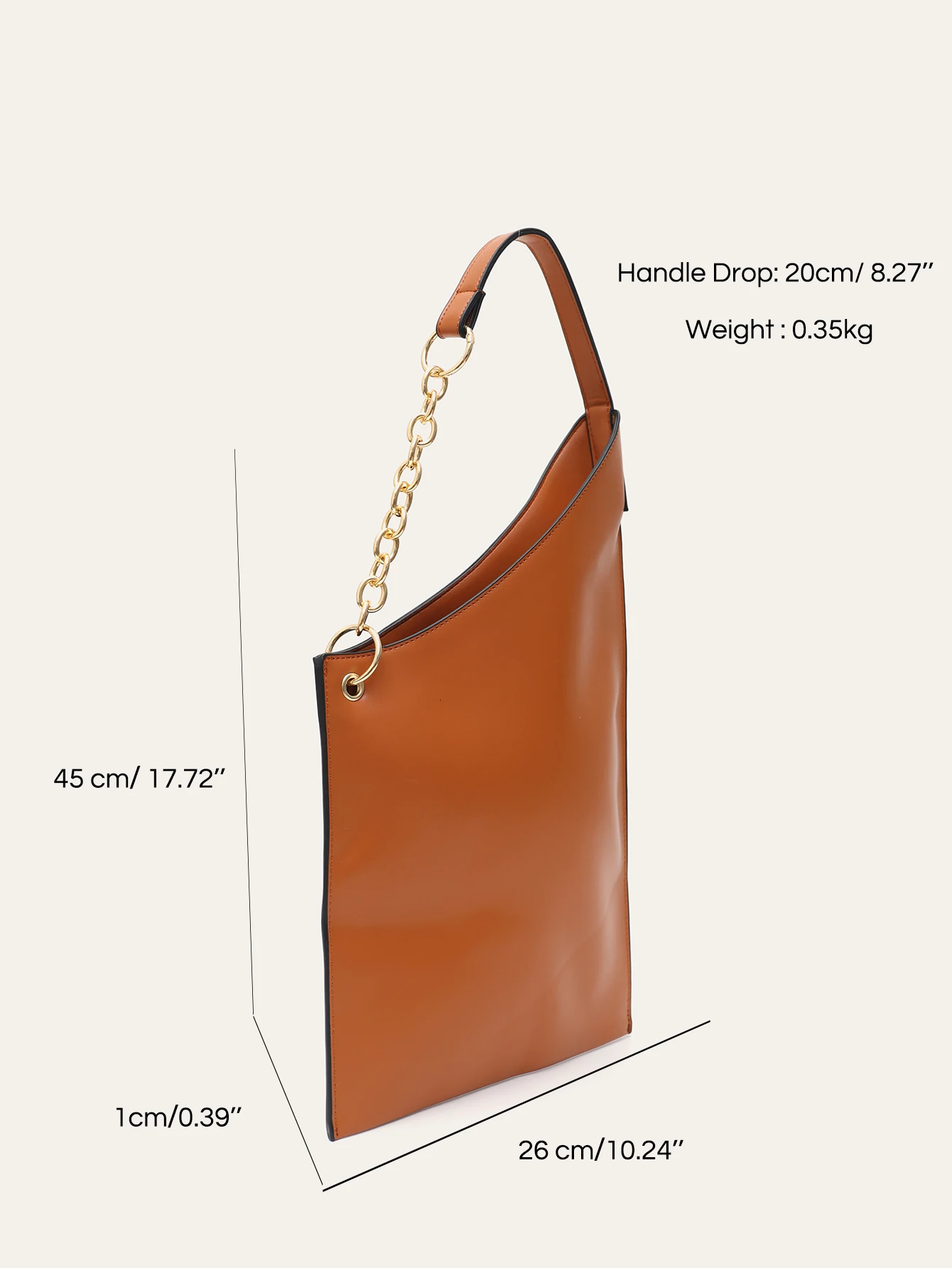 CEZIRA Niche Women Minimalist Solid Color Hobo PU Vegan Leather Novelty Shape Chain Shoulder Bag Lightweight Casual Daily Purse