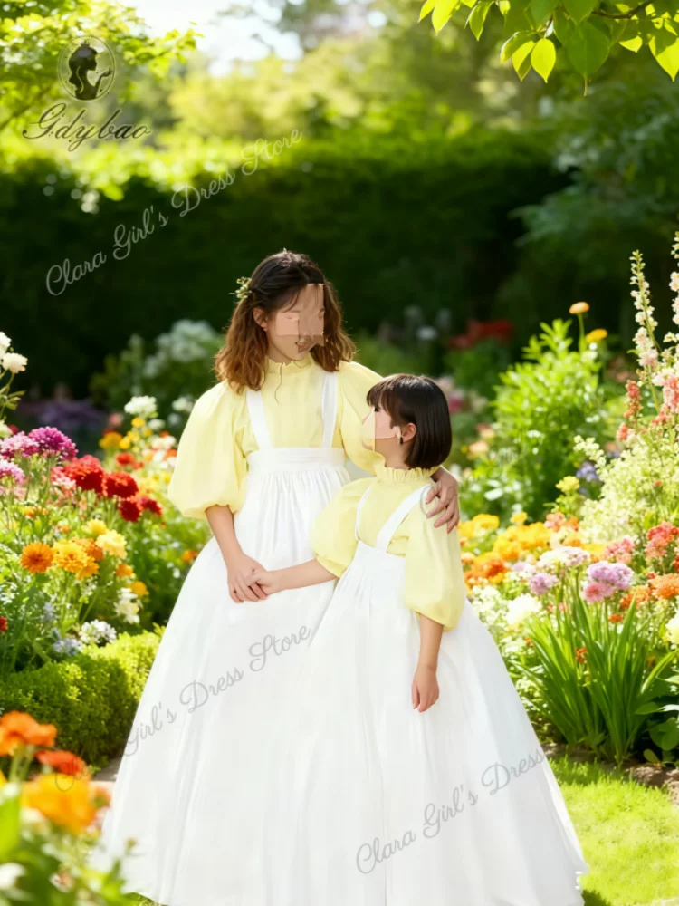 Abito da Damigella a Due Pezzi di Alta Qualità con Tulle e Taffetà, Vestito da Principessa per Matrimoni e Feste Serali