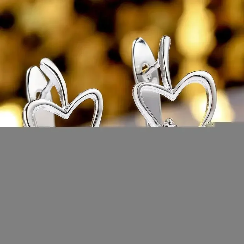 Fine 925 Sterling Silver Earrings Fashion Cute Nice Noble Luxury Elegant Women Shiny Crystal Zircon Earring