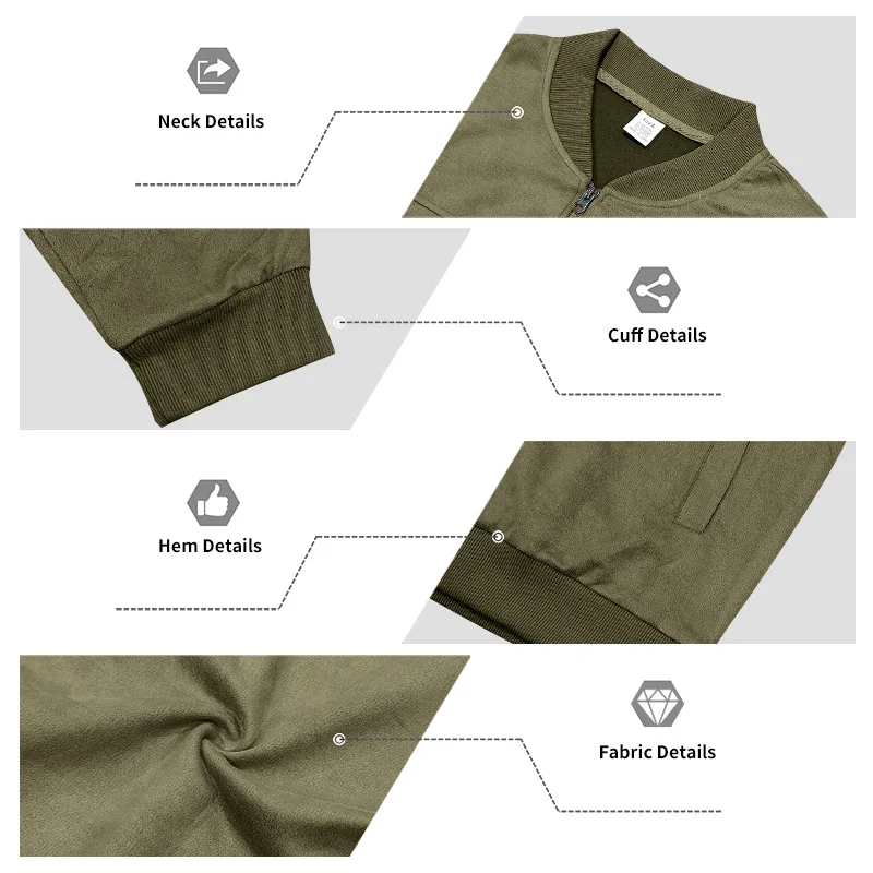 Men's Suede Bomber Jacket Spring Autumn Classic American Retro Baseball Jackets Man New Casual Versatile Zip Up Cardigan Coat