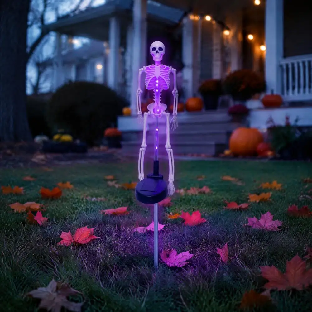 Halloween Party Props for Walkways 2pcs Solar Skeleton Stake Lights Halloween Outdoor Lawn Decorations Waterproof Led for Patio