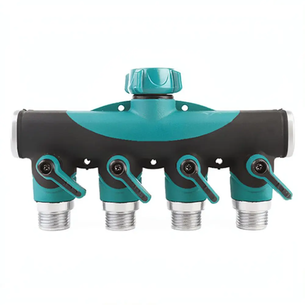 Irrigation Splitter 4 Way Hose Adapter Durable Valve Connector For Garden Lawn Backyard Plant Watering System