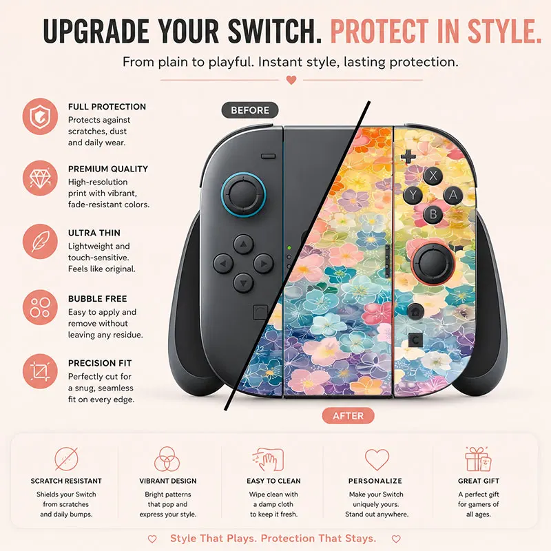 Creative pattern SWITCH game console protective film, with natural touch and comfortable feel, featuring personalized designs