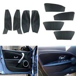 Car-styling Microfiber Leather Interior Door Armrest Panel Cover Trim with Mount Fittings For Renault Fluence