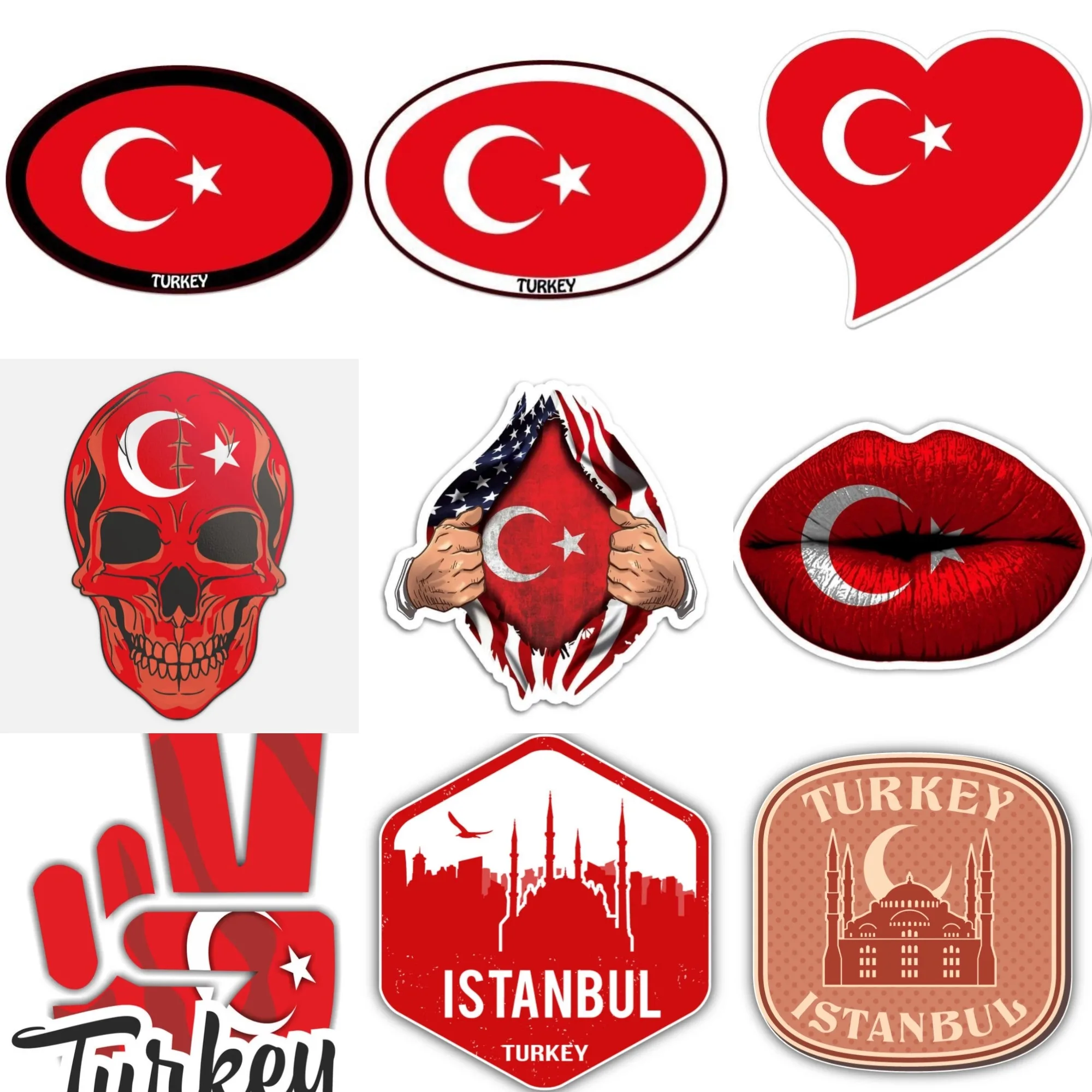 

Turkey Flag Creative PVC Sticker for Decoration Car Van Bicycle Motorcycle Helmet Fridge Wall Table Decal Accessories