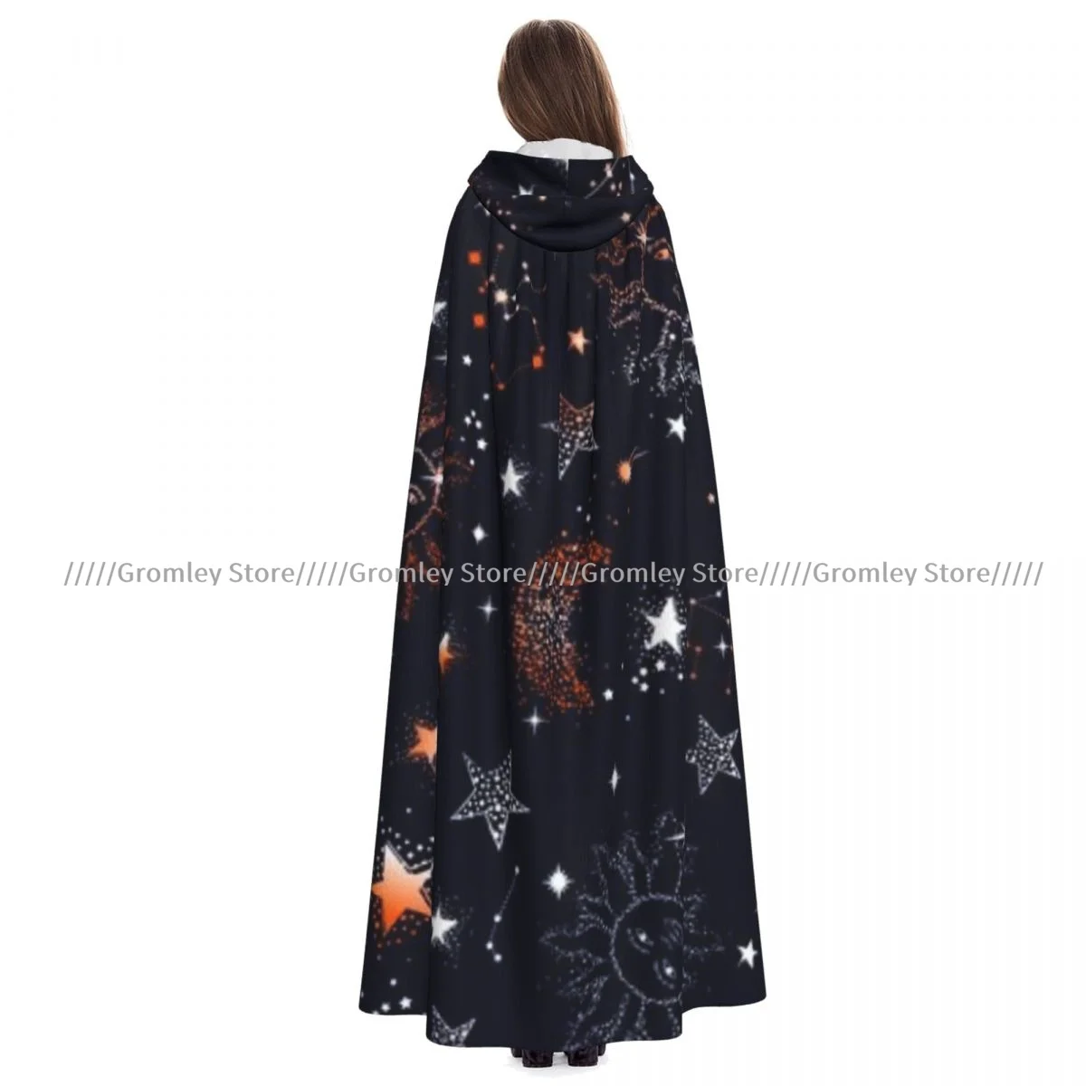 

Medieval Halloween Cosplay Cloak Hooded Coat Galaxy Constellation Cape Coat Long Trench Costume Wizard Cloak