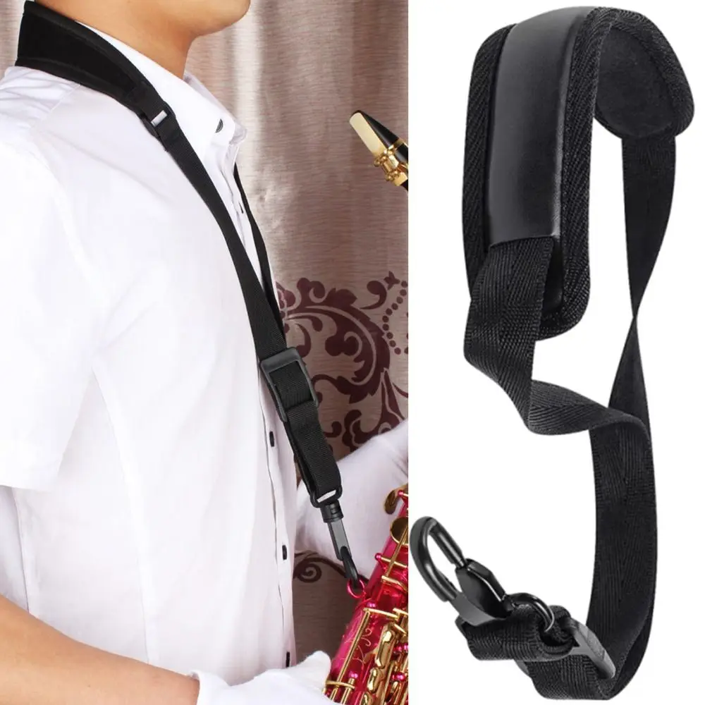 Leather Saxophone Neck Strap Comfortable Breathable Adjustable Saxophone Neck Hanging Belt Saxophone Accessories Sax Neck Strap