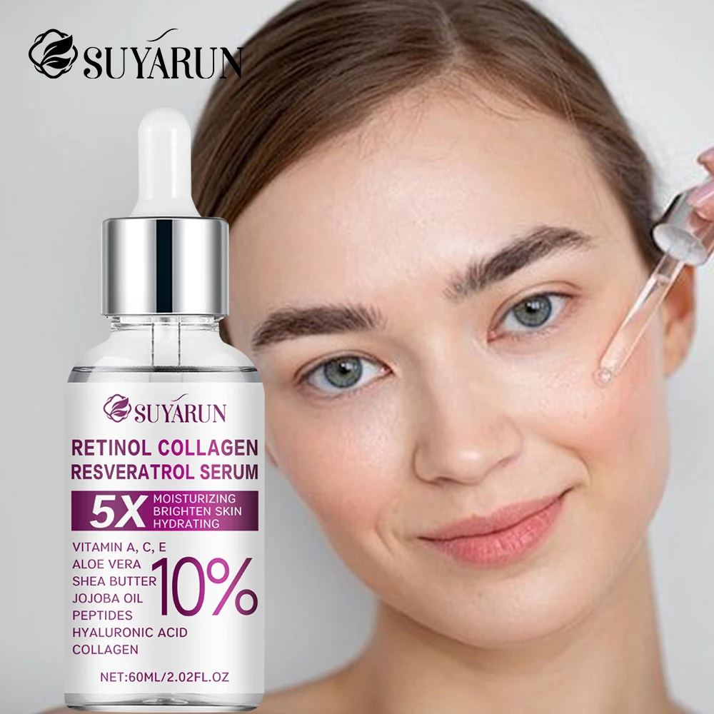 SUYARUN Retinol Resveratrol Facial Serum, Organic Brightening Moisturizer, Reduces Wrinkles & Dark Spots.
