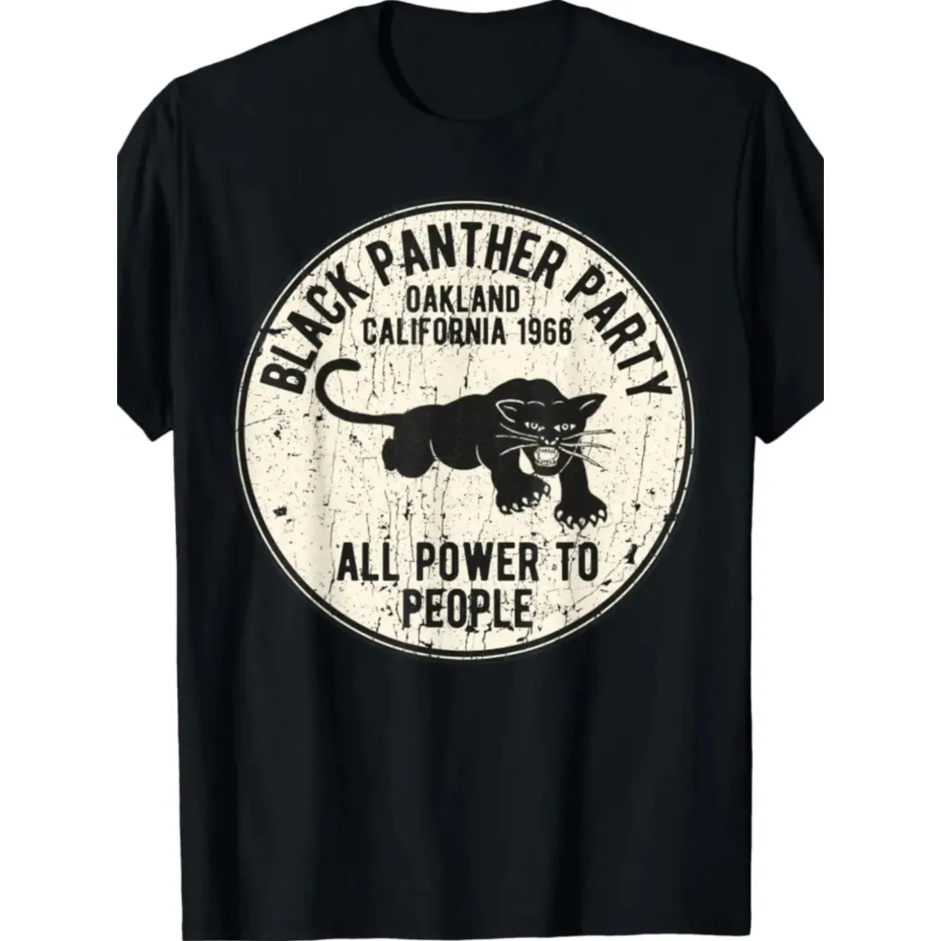 

1966 Oakland California Black Panther Party Men's Summer Short Sleeve Crew Neck Casual T-Shirt