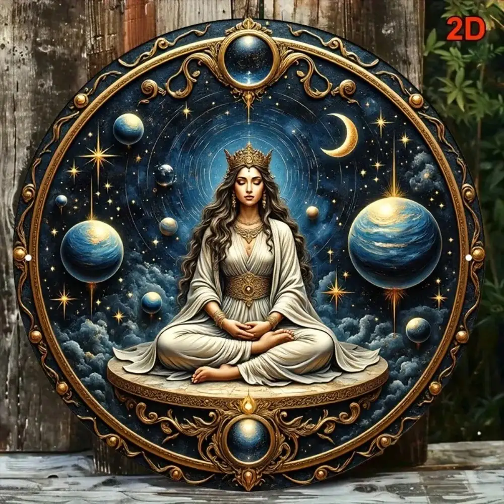 CIFBUY Cosmic Goddess Yoga Aluminum Wall Art 8 Inch Waterproof Durable Metal Sign For Home Office Living Room Bedroom Cafe