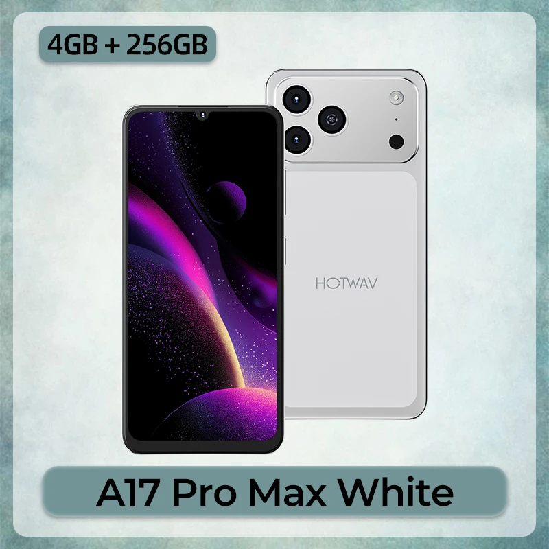 HOTWAV A17 Pro Max 6.75'' 120Hz scherm ultradunne smartphone 4GB RAM 256GB ROM Android 15 Octa-core mobiel 5160mAh 1080P Bluetooth 5.4 telefoon met 3.5mm hoofdtelefoonaansluiting