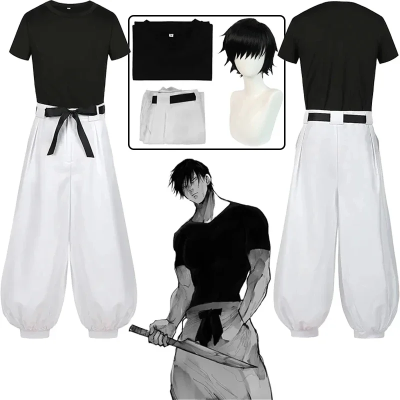 Anime Jujutsu Kaisen Fushiguro Toji Cosplay Kostuum Volwassen Unisex Korte Mouw Top Broek Pak Halloween Uniform Feest