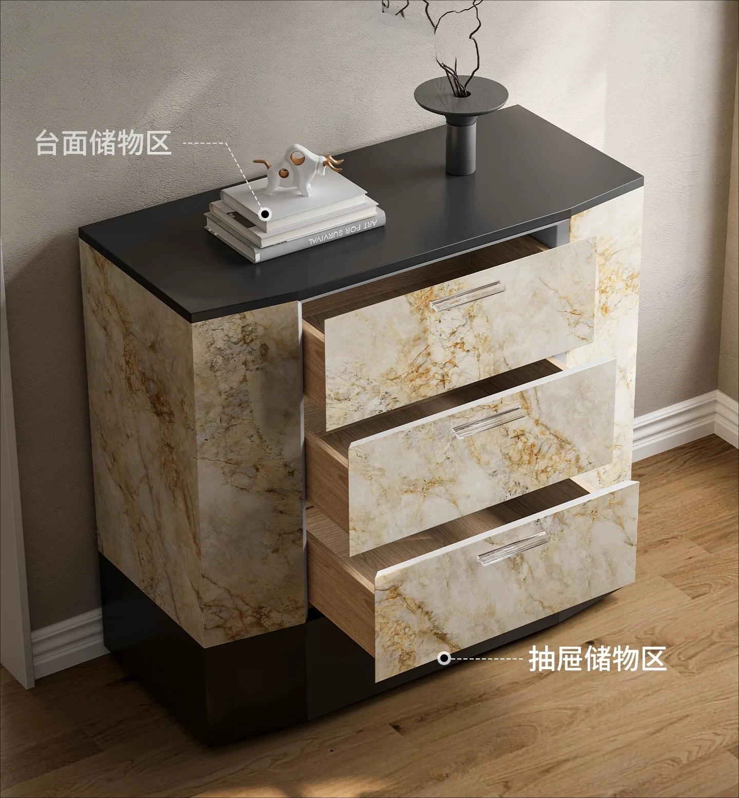 Modern minimalist splicing bucket cabinet light luxury living room multi-bucket storage cabinet, wall decorative locker