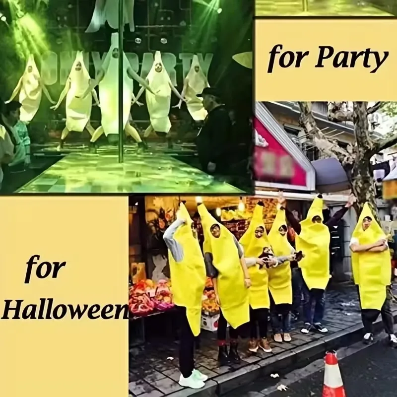 1-10PCS Adult and Kids Banana Costume Funny Party Cosplay Outfit Christmas and Carnival Fancy Dress for Themed Events