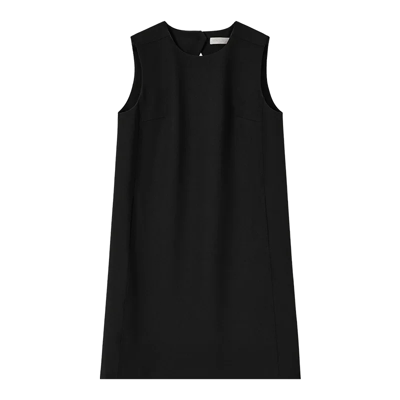 SENTUBILA ชุดเดรสสีดำของผู้หญิง 2025 ฤดูใบไม้ร่วงสไตล์ฝรั่งเศสชุดเดรสทรงตรงแบบโปร่งหรูหราชุดมินิเดรสสำหรับออกงานกลางคืน 151L57830