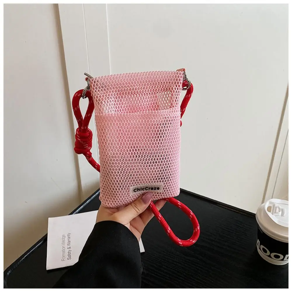 Fashionable Korean Style Nylon Mesh Bag Purse Solid Color Nylon Shoulder Bag Wallet Bags Crossbody Bag Mobile Phone Bag Outdoor