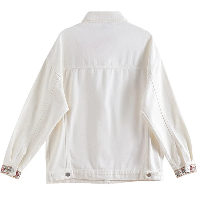 Short Denim Jacket Women Spring Autumn/fall Chinese Style Buckle Top Casual Tang Suit Jeans Coat Lady Embroidered Outwear XQ62