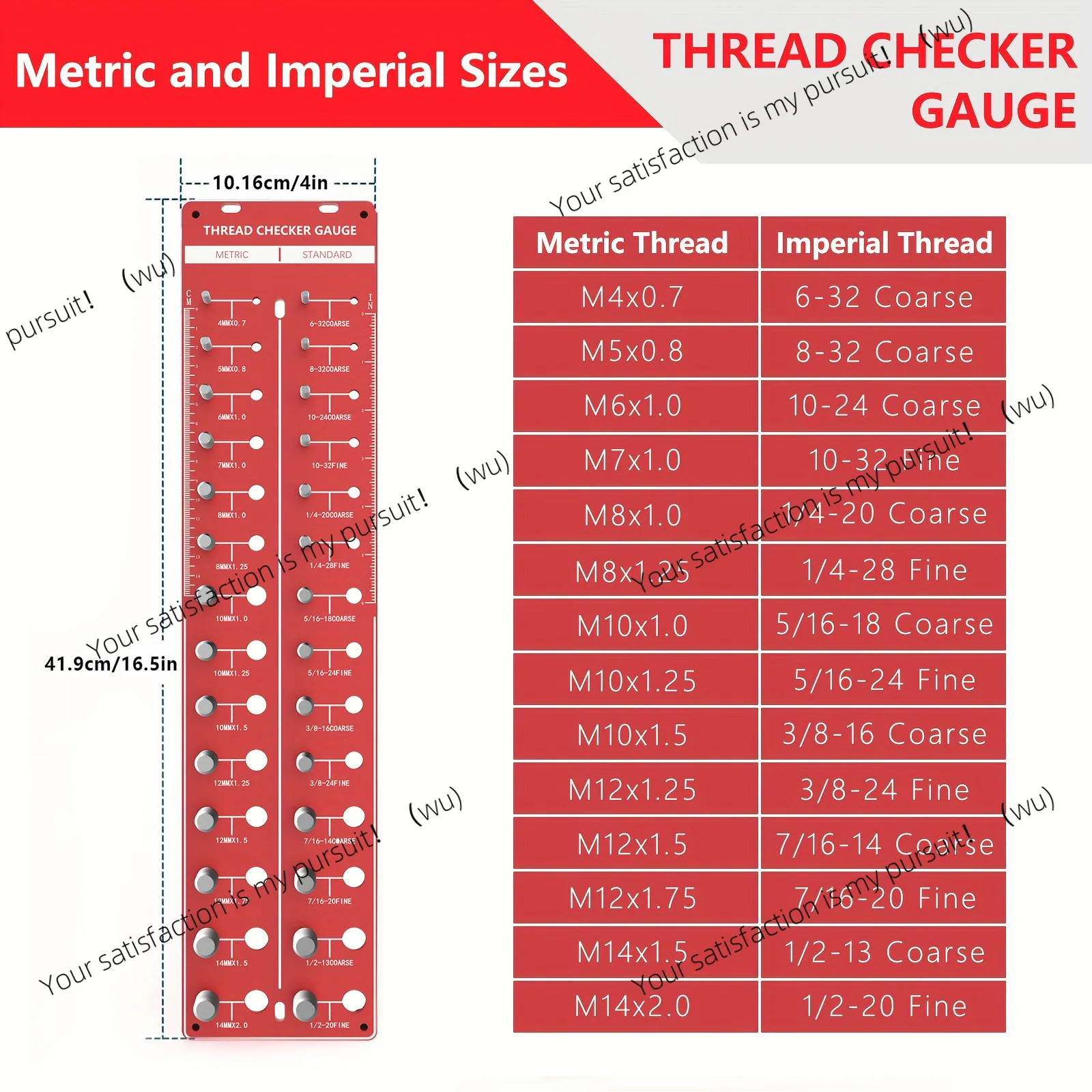 Screw Nut and Bolt Thread Checker, Screw Measurement Gauge